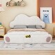 preview thumbnail 1 of 28, Queen Size Cloud-shaped Headboard Upholstered Platform Bed Beige - Queen