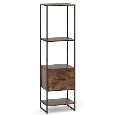 Costway 5-Tier Bookshelf with 4 Open Shelves Storage Drawer Modern - See Details