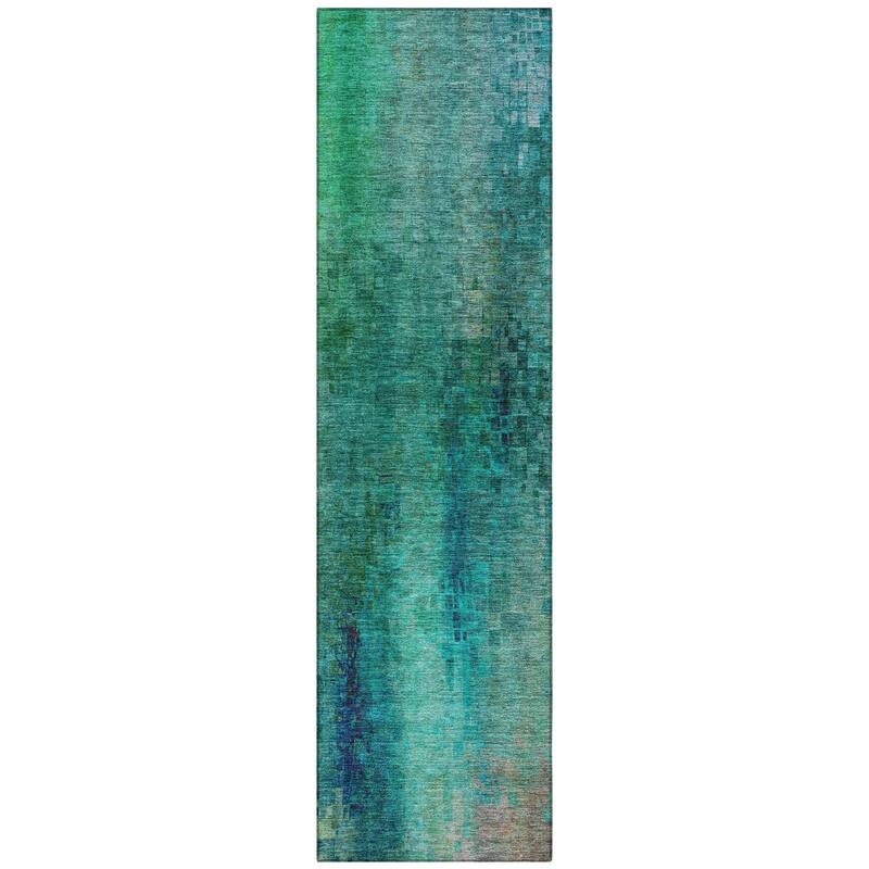 Machine Washable Indoor/ Outdoor Abstract Ombre Chantille Rug