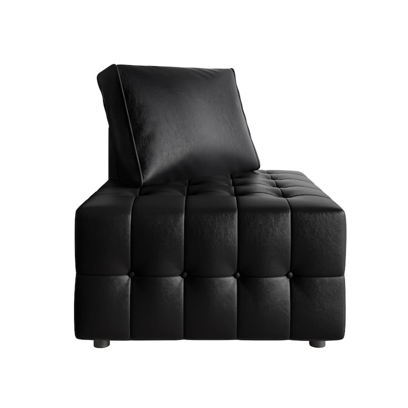 CraftPorch Elegance Button-Tufted PU Upholstered Corner Seat - Black