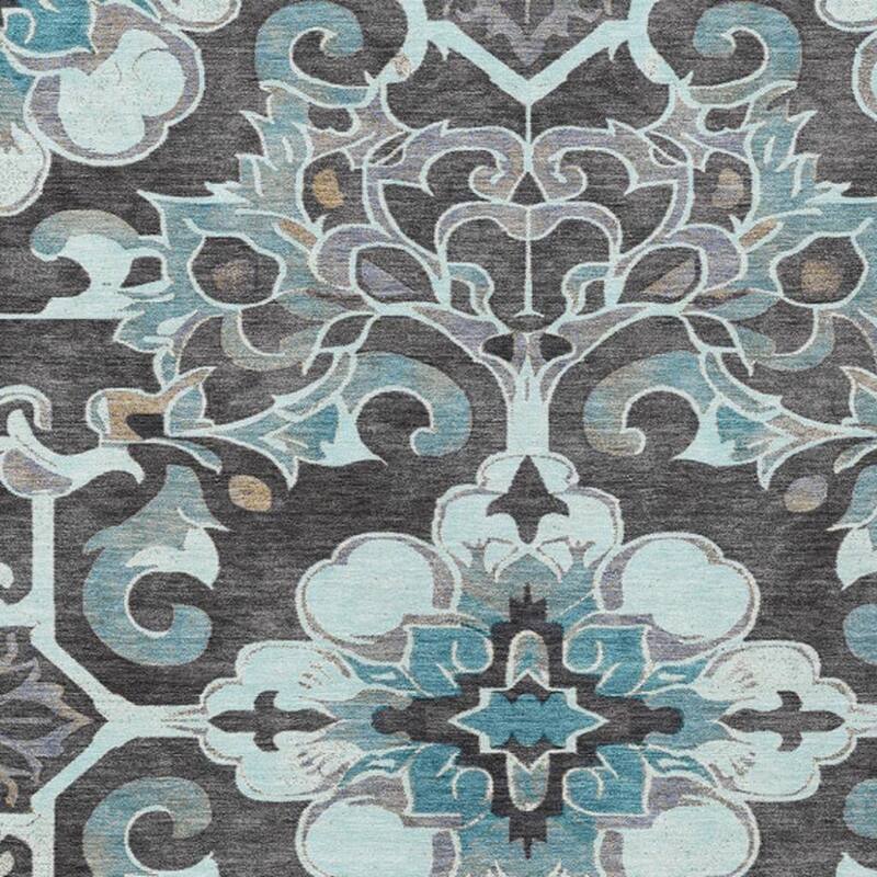 HomeRoots Damask Traditional Rectangle Outdoor Rug