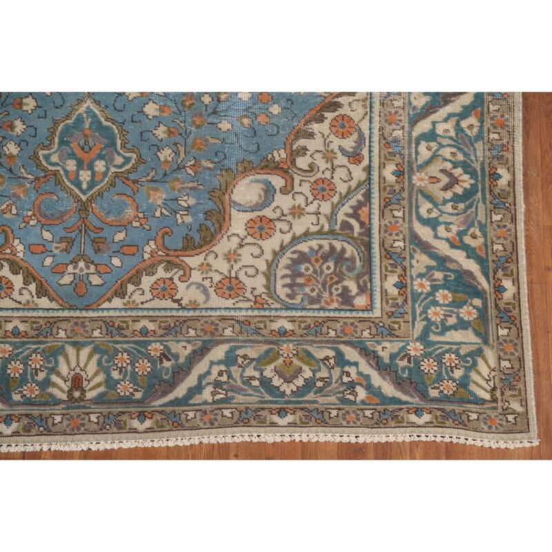 Distressed Over-Dyed Tabriz Persian Vintage Rug Handmade Wool Carpet - 6'8"x 9'10"