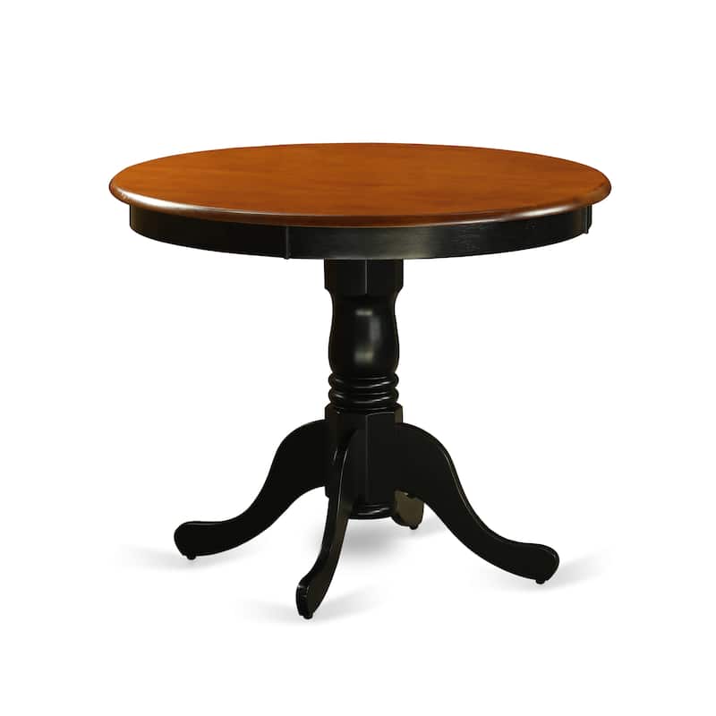East West Furniture Kitchen Table Set Contains a Round Dining Room Table and 2 Kitchen Chairs, Black & Cherry (Seat Options) - ANPF3-BLK-W