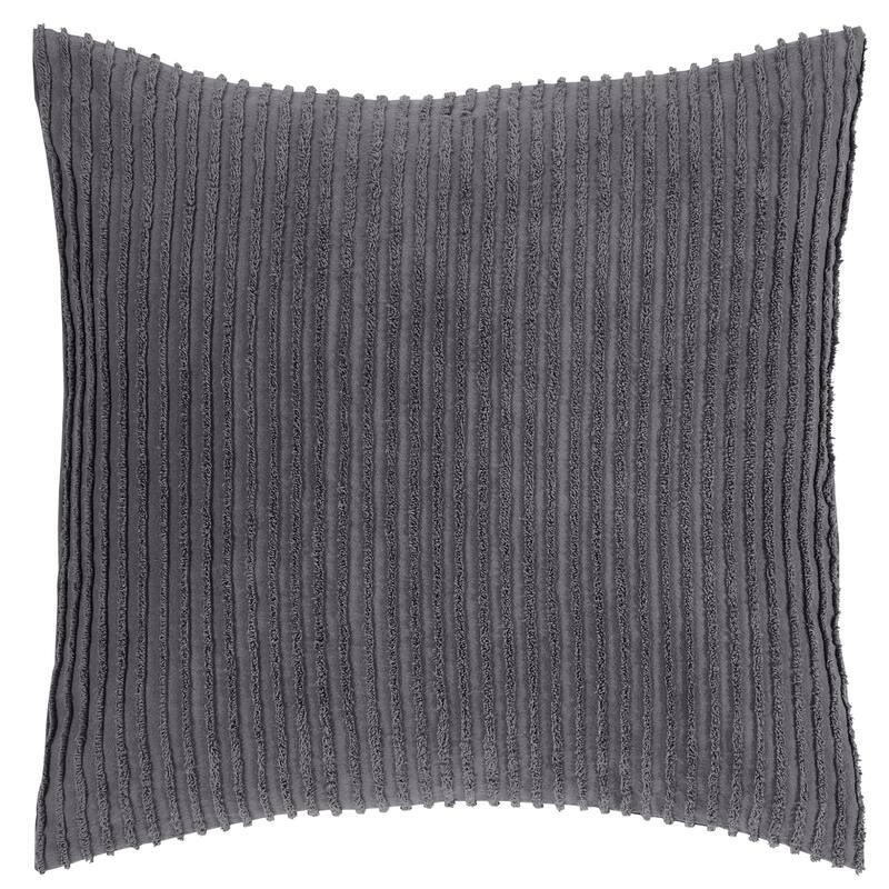 Better Trends Jullian Bold Stripes Design 100% Cotton Tufted Shams Machine Washable Tumble Dry - Gray - Euro Sham