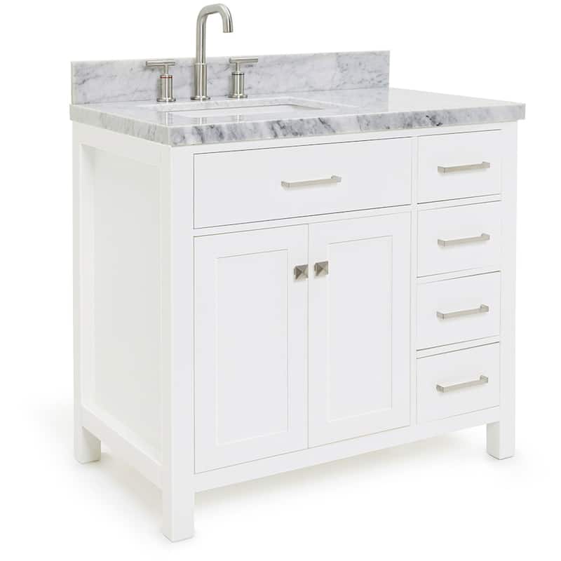 Ariel H037SLCWRVO Bristol 36" Thick Carrara Marble Vanity Top