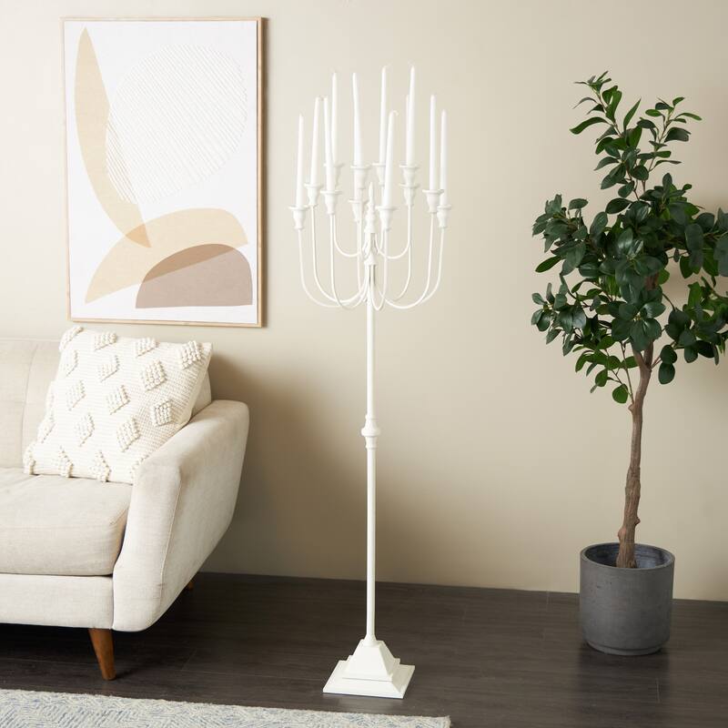 White Metal Taper 12 Slot Decorative Candelabra - 16"W x 16"L x 52"H