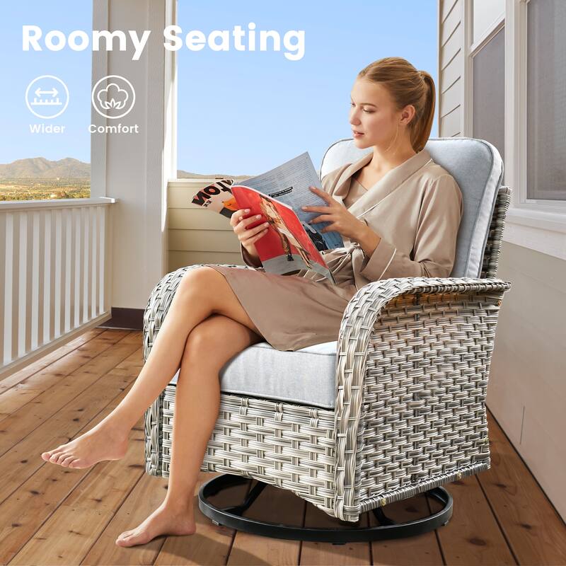 XIZZI 9-piece Patio Furniture Outdoor Wicker Chair Set with Fire Table