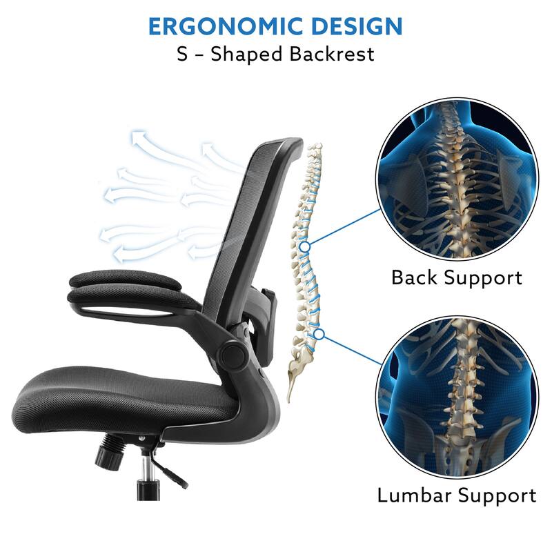 Serena Ergonomic Mesh Drafting Chair - Adjustable, Breathable Mesh, Lumbar Support, Ergonomic and Height Adjustable Flip-Top