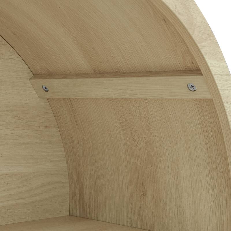 Wooden Arched Kitchen Pantry Cabinet, Storage Cabinet with 2 Rattan Doors, Freestanding Cupboard with 2 Adjustable Shelves