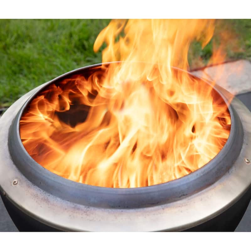 Cuisinart Grill 19.5-In. Cleanburn Smokeless Outdoor Wood-Burning Fire Pit, Black/Stainless Steel