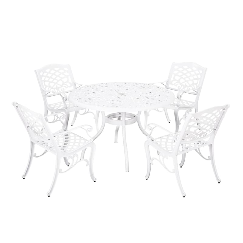 Phoenix Traditional Outdoor 4 Seater Round Cast Aluminum Dining Set by Christopher Knight Home