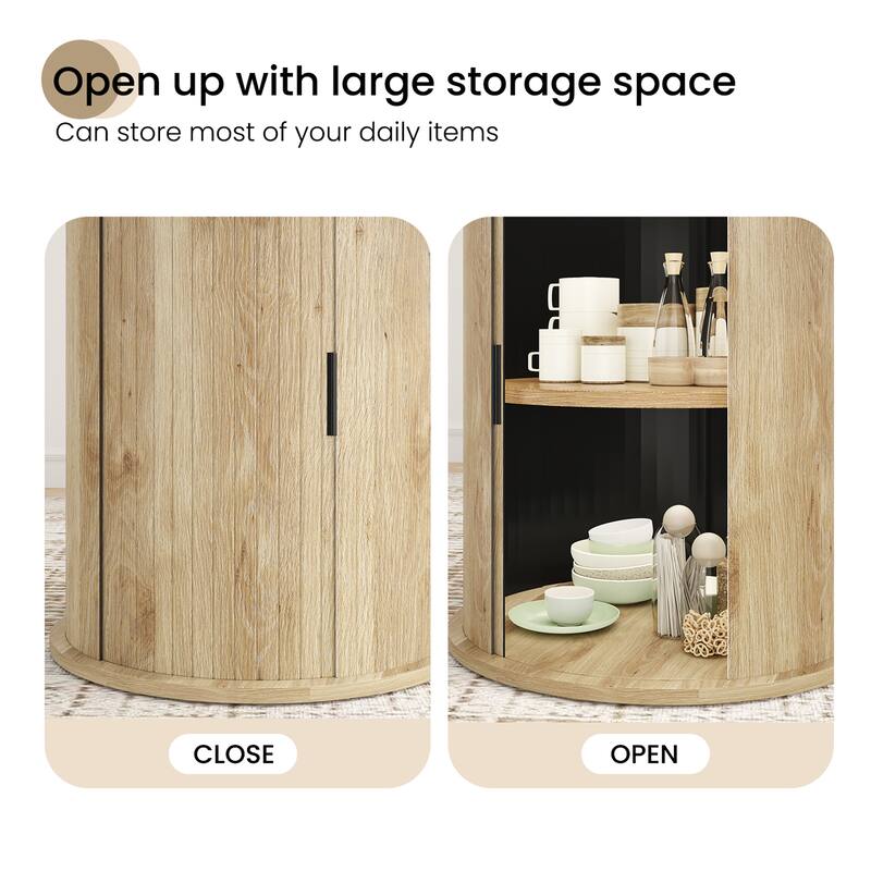 43" Round Wood Top Dining Table for 4 with Sturdy Metal Base