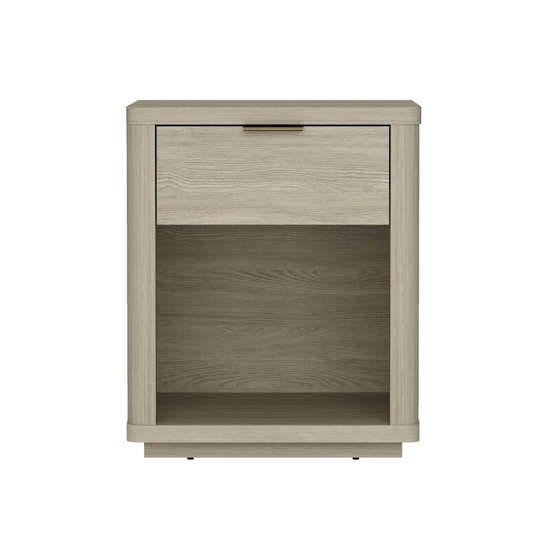 20-Inch Natural Nightstand with Drawer and Open Shelf - Natural