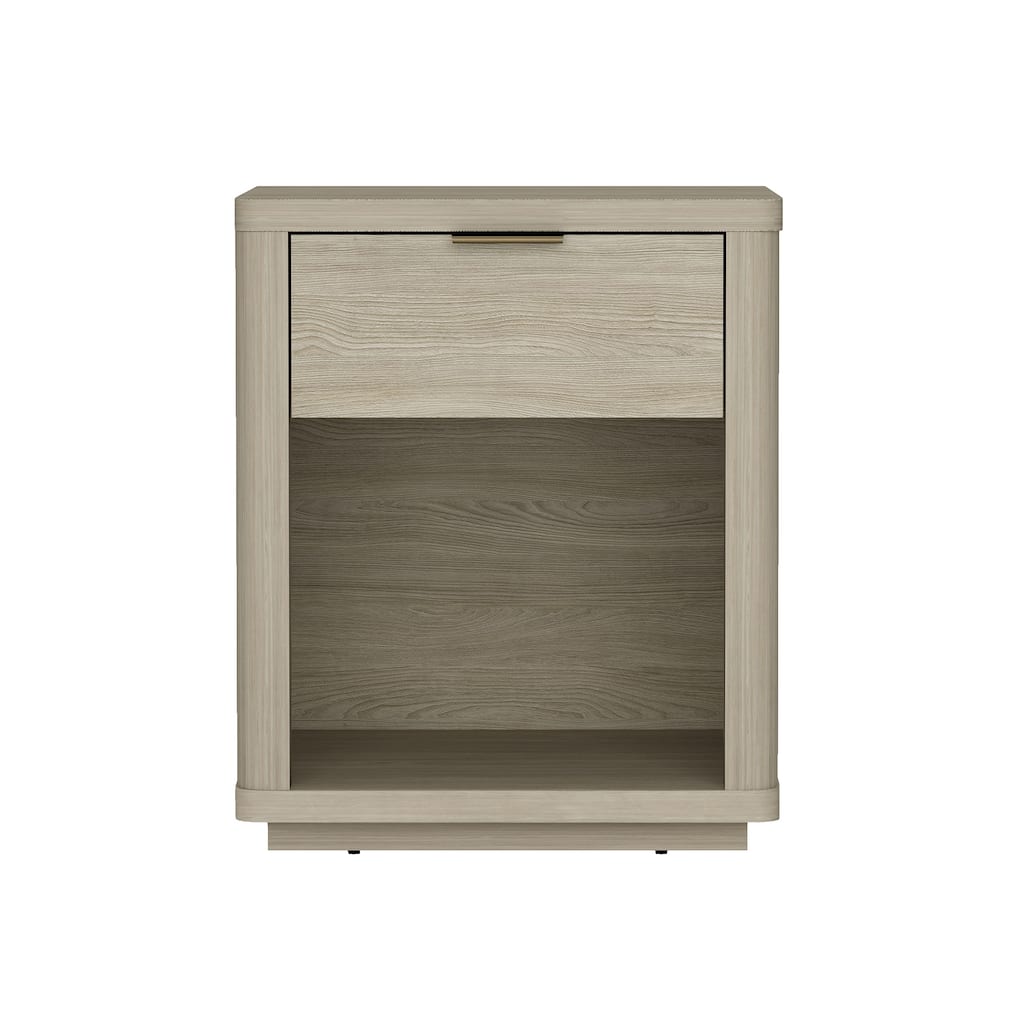 20-Inch Natural Nightstand with Drawer and Open Shelf
