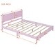 preview thumbnail 12 of 16, Retro Style Queen Size Wooden Platform Bed Frame and Rectangular Headboard
