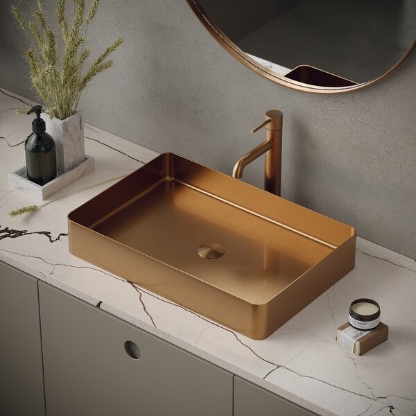 Karran Cinox Stainless Steel Rectangular Vessel Sink - Bed