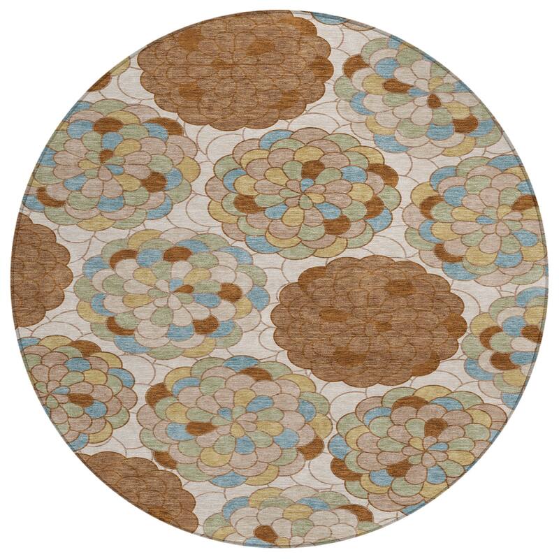 Machine Washable Indoor/ Outdoor Mosaic Cluster Chantille Rug