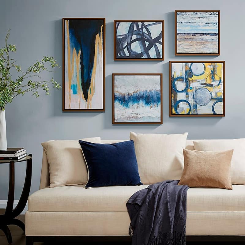 Madison Park Blue Bliss Abstract 5-piece Gallery Framed Canvas Wall Art Set