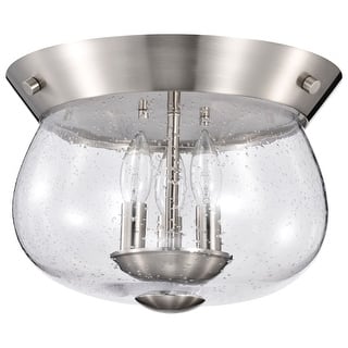 Boliver 3 Light Flush Mount - Brushed Nickel Finish - Clear Seeded Glass - Brushed Nickel