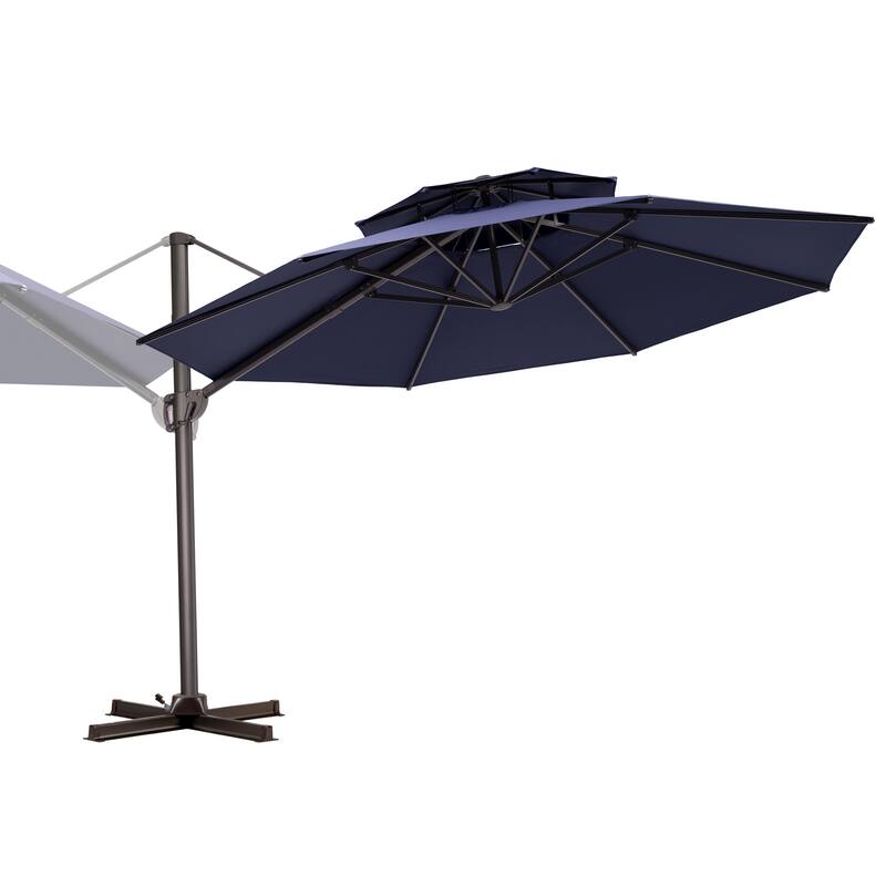 Outdoor Round Double Top Patio Cantilever Umbrella, Base Not Included