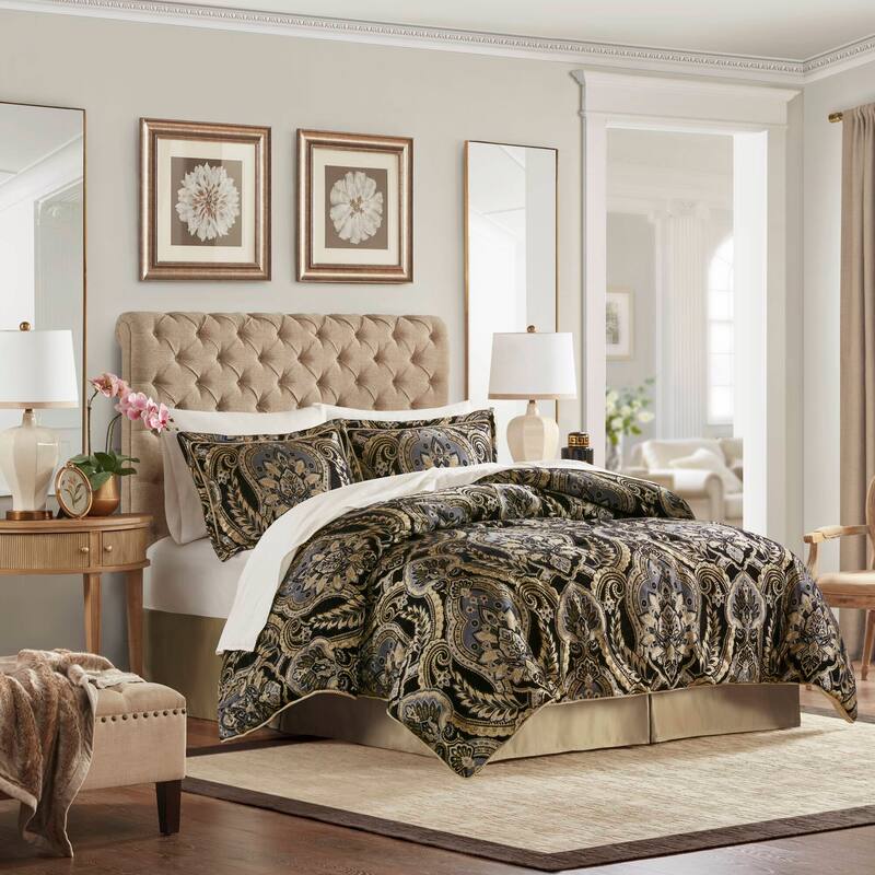 Croscill Julius 4 Piece Comforter Set - Black - King
