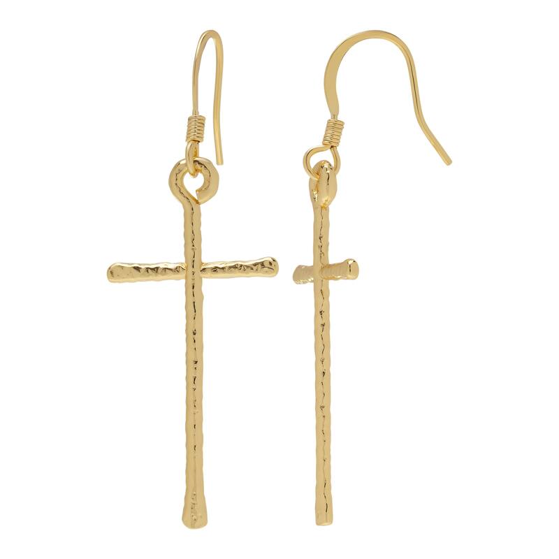 Victoria Townsend Yellow Gold Plated Cross Dangling Earrings