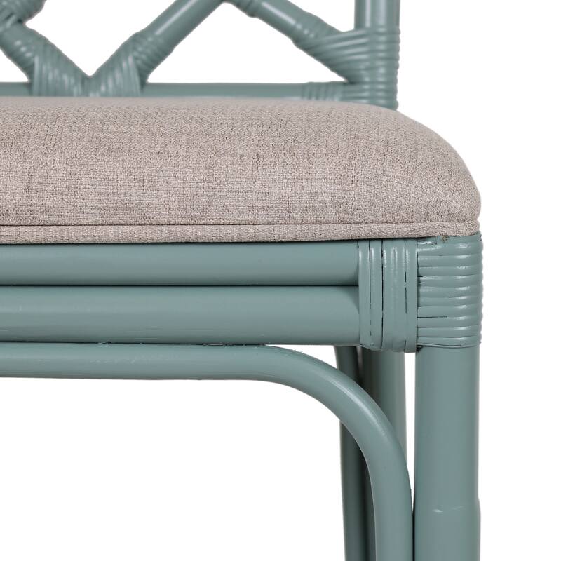 Natural Rattan Handmade Chippendale Single Cushioned Bar Stool by East at Main