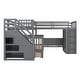preview thumbnail 33 of 58, L-Shaped Triple Bunk Beds with Desk & Stairs, Twin & Twin Over Full Wood Bunk Bed Frame with Storage Drawers & Wardrobe Included