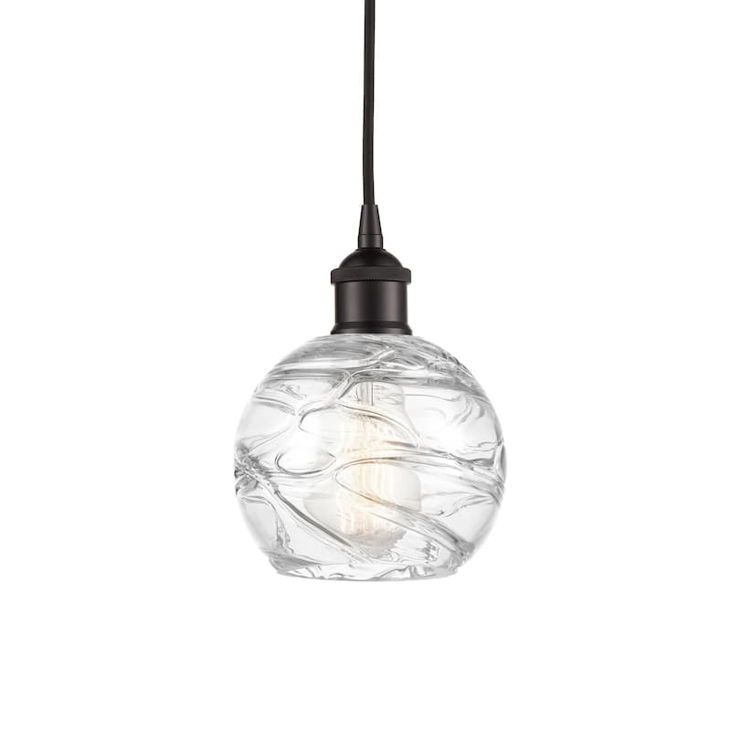 Innovations Lighting 616-1P-9-6 Athens Pendant Athens 6" Wide Mini - Oil Rubbed Bronze / Clear Deco Swirl
