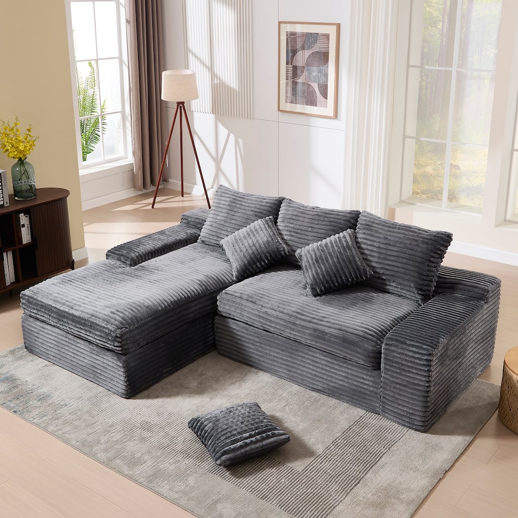 98" Modular Sectional Sofa for Living Room, L-Shape Couch 3 Seat Sofa Sponge Compression Sofa with Chaise Lounge