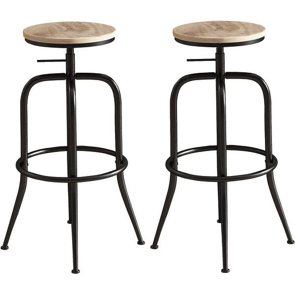 Round AdjustableHeight Bar Stools, Bar Chairs with Ring Design