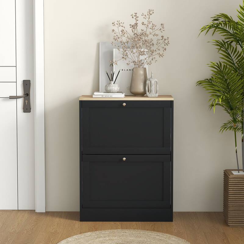 Modern Narrow Shoe Storage Cabinet with Adjustable Shelves, Holds 12 Pairs of Shoes, Ideal for Entryways, Hallways and Proch