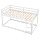 preview thumbnail 5 of 22, Twin Over Twin Floor Bunk Kids Bed Frame with Ladder and Guardrails, White