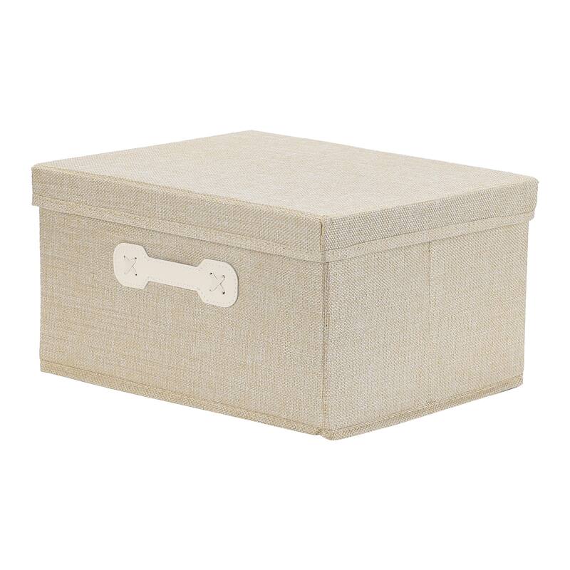 Storage Cube, Fabric Storage Bin with Lid and Handle for Shelves Closet, Collapsible Storage Basket for Organizing Clothes Books - Beige - 14*11*7in