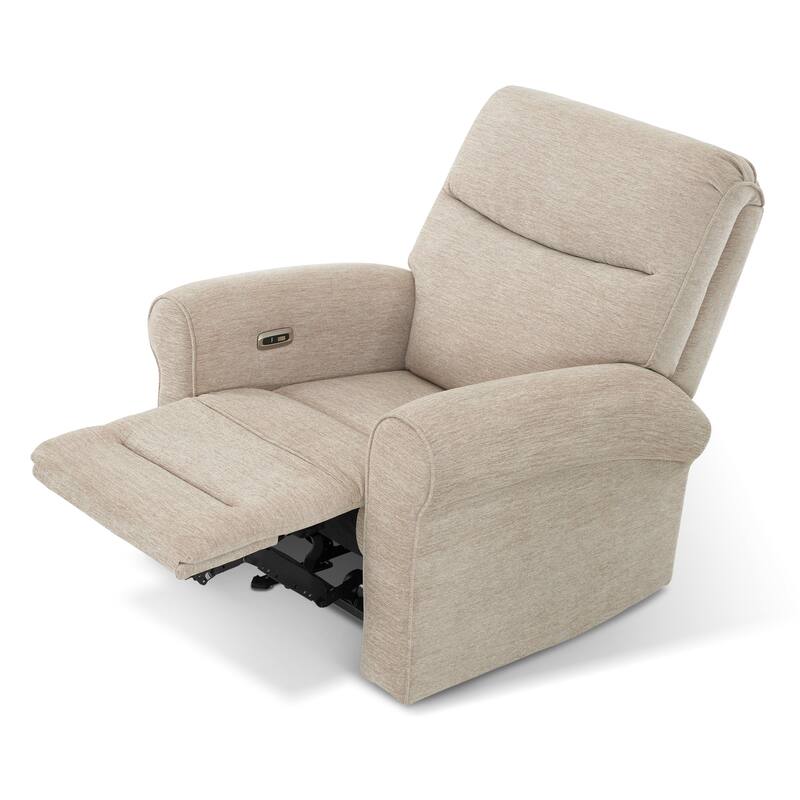 MCombo Power Wall Hugger Recliner Chair for Small Space RV , USB & USB-C Charging Ports, Modern Roll Arm Recliner, Fabric PR630