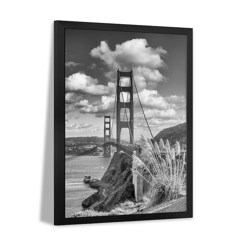 San Francisco Golden Gate Bridge - Monochrome Premium Framed Poster by Melanie Viola