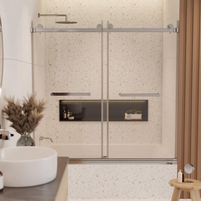 Fine Fixtures 60" Frameless Double Sliding Tub Door - 60" x 66"