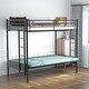 preview thumbnail 3 of 10, Black Twin over Full Size Metal Bunk Bed with Fence and Ladder, Multi-Function
