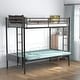 preview thumbnail 6 of 7, Twin Over Full Metal Bunk Bed with Guardrail, Lower Bunk Bedframe Converts into Futon, for Kids Bedroom, No Spring Box Required