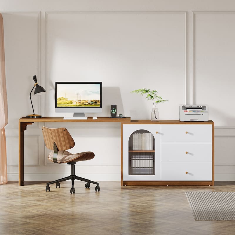 47 Inches Reversible L Shaped Computer Desk for Home Office