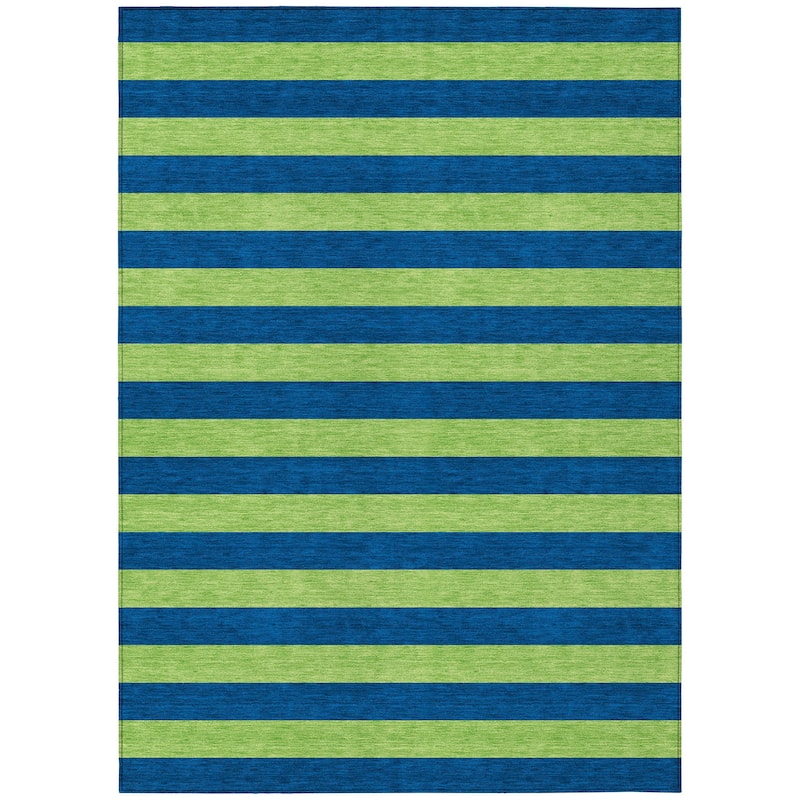 Machine Washable Indoor/ Outdoor Cabana Stripe Chantille Rug