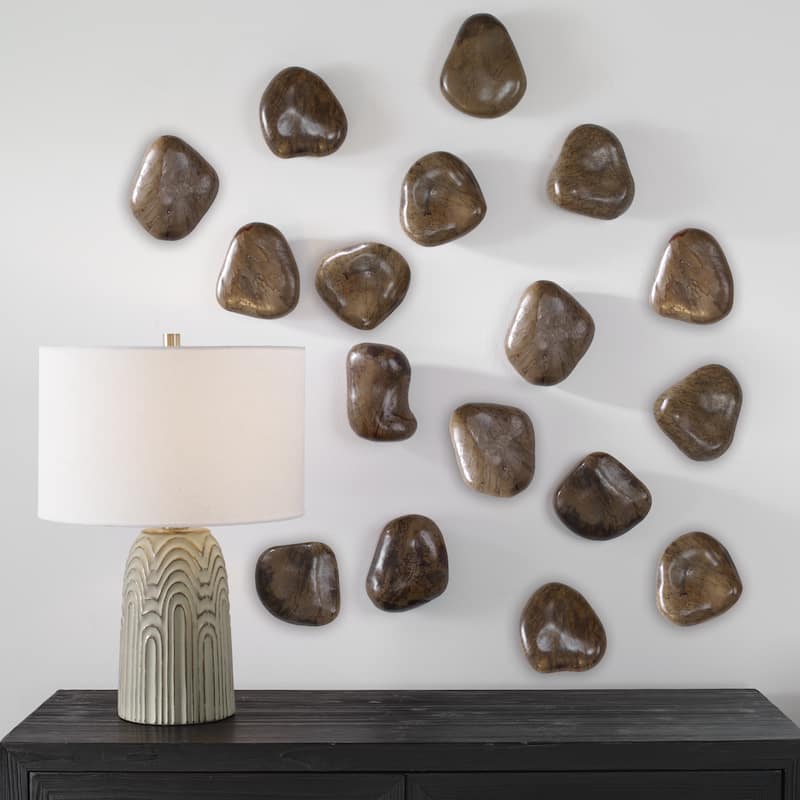 Uttermost Pebbles Walnut Wood Wall Décor, Set Of 9
