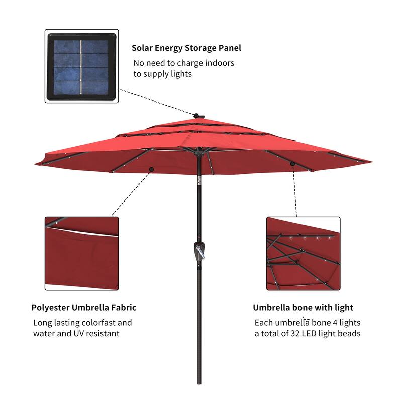 Clihome 11-Ft Outdoor Umbrella Patio UV Protection Umbrella Without Base