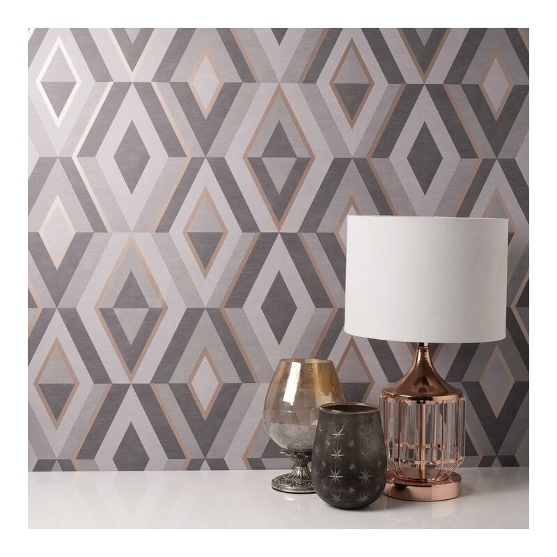 Fine Decor Shard Charcoal Geometric Wallpaper - 20.5 x 396 x 0.025