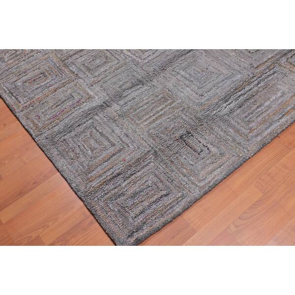 Shop 5 3x7 6 Hand Tufted Cotton Trendy Concentric Geometric Design Oriental Area Rug Tone On Tone Grey Color 5 3 X 7 6 On Sale Overstock 31310757