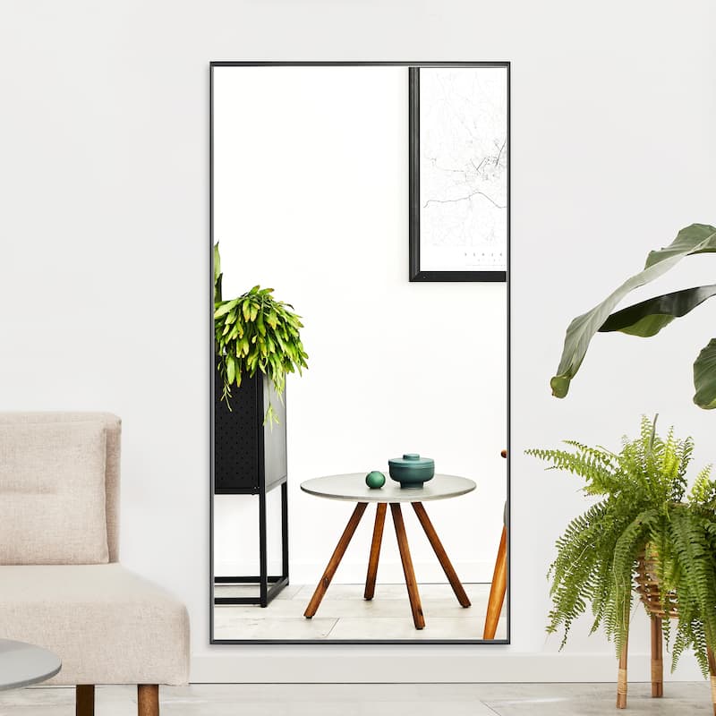 Modern Classic Black Metal Framed Full Length Mirror
