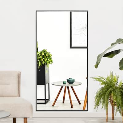 Modern Classic Black Metal Framed Full Length Mirror