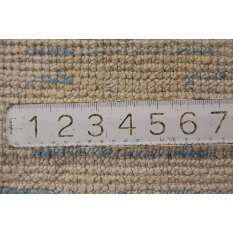 Hand Knotted Oriental 100% Wool Carpet Transitional Geometric Navy Blue & Blues Oushak Runner Rug - 16' 3'' X 3' 4''