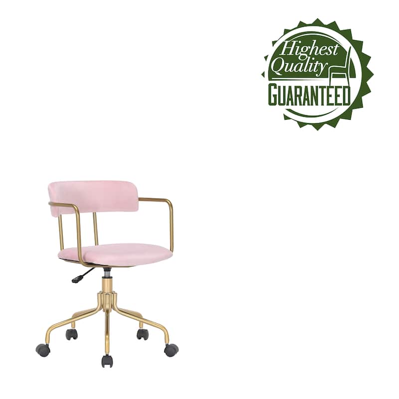 Porthos Home Fynn Office Chair, Velvet, Gold Chrome Frame and Legs