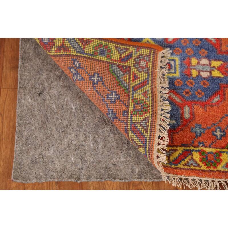 Orange Heriz Serapi Indian Runner Rug Handmade Geometric Wool Carpet - 2'6" x 9'11"